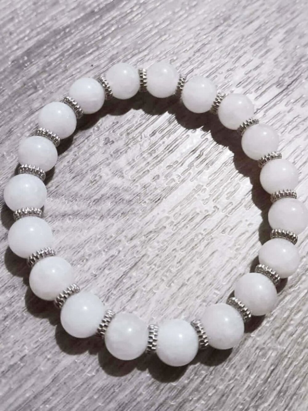 Natural White Jade Stone Bracelet